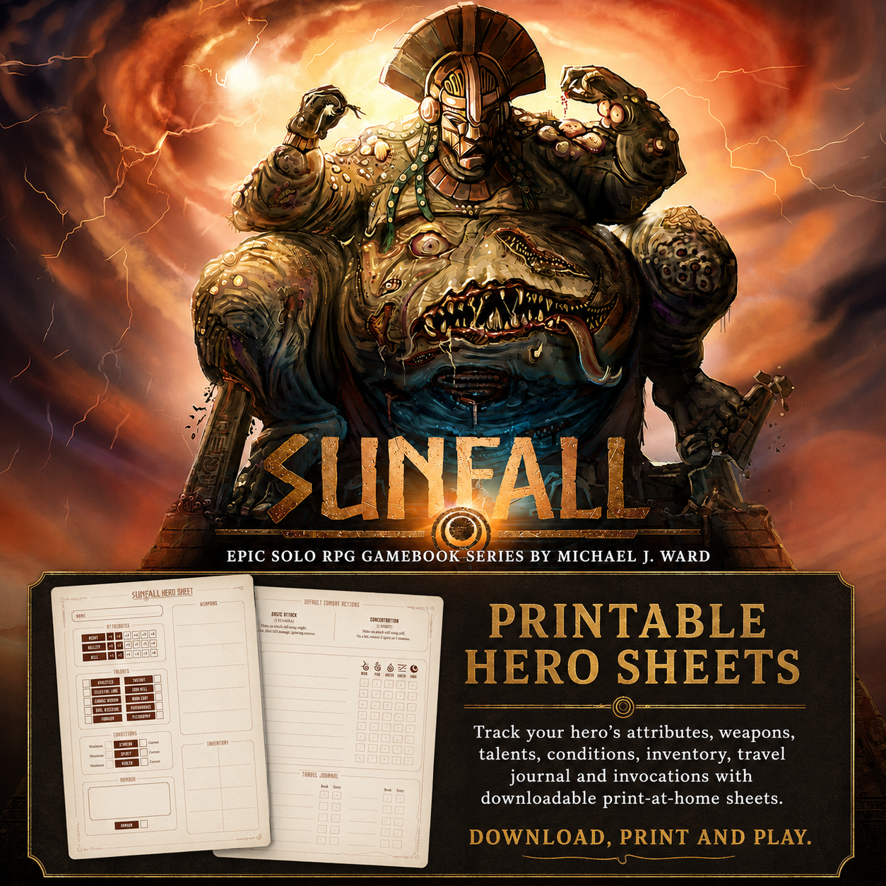 Sunfall Printable Hero Sheet